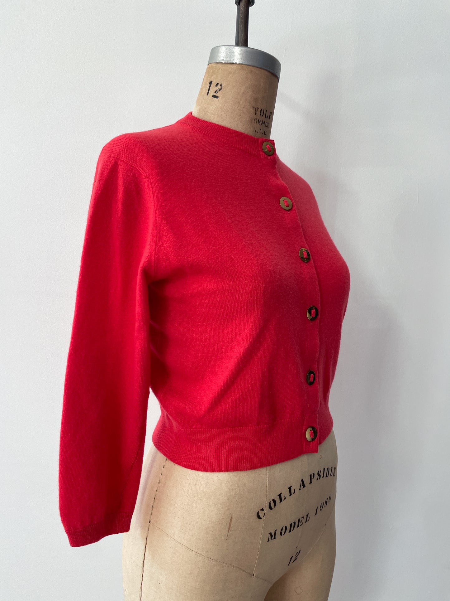 1950s Vintage Ballantyne for Lord & Taylor 100% Bright Pink Pure Cashmere Cardigan Sweater