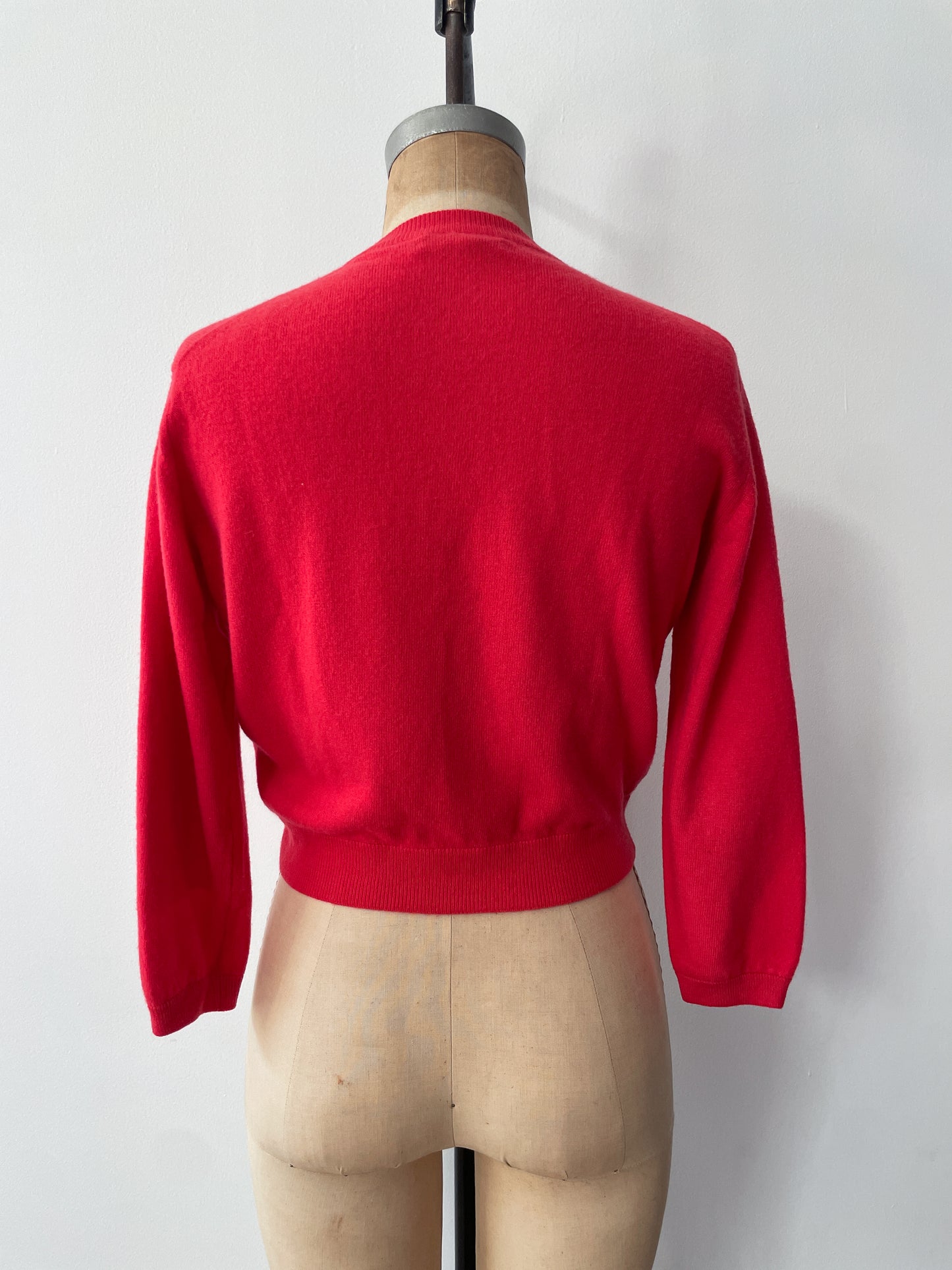 1950s Vintage Ballantyne for Lord & Taylor 100% Bright Pink Pure Cashmere Cardigan Sweater