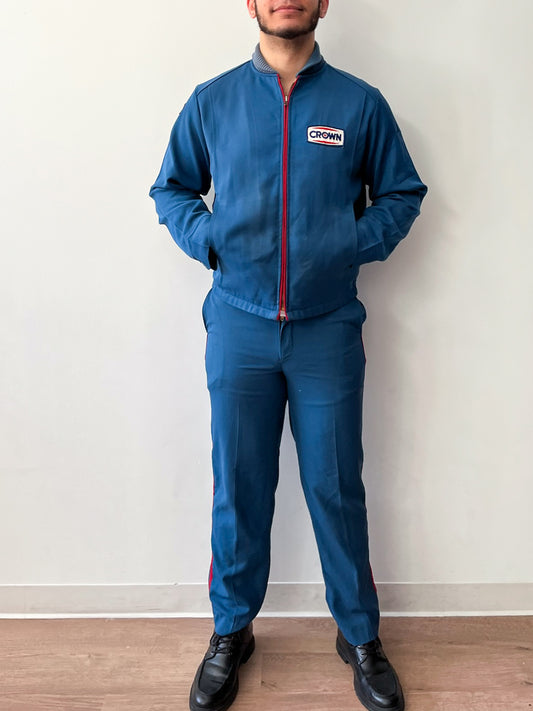 1950s Vintage Crown Gas Station Attendant Jacket and Pants Set