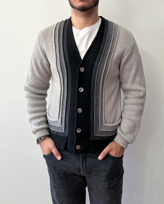 1950s Vintage Italian Knit Grayscale Cardigan Sweater by Damon