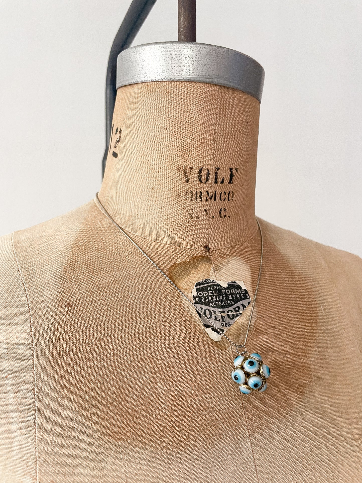 1950s Vintage Turkish Sputnik Glass Multi Evil Eye Charm with Sterling Silver Chain - RARE!