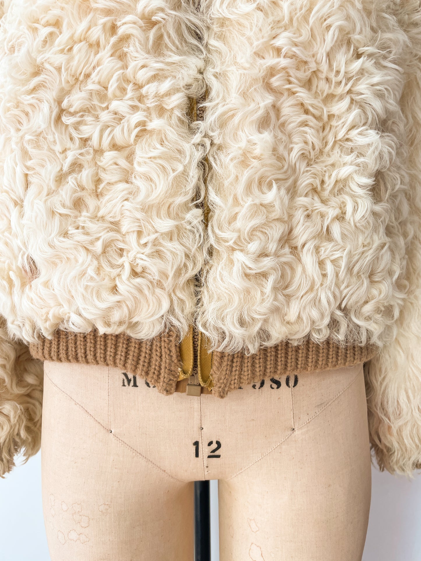 1970s Vintage Curly Mongolian Lamb Short Jacket by Jacobson's
