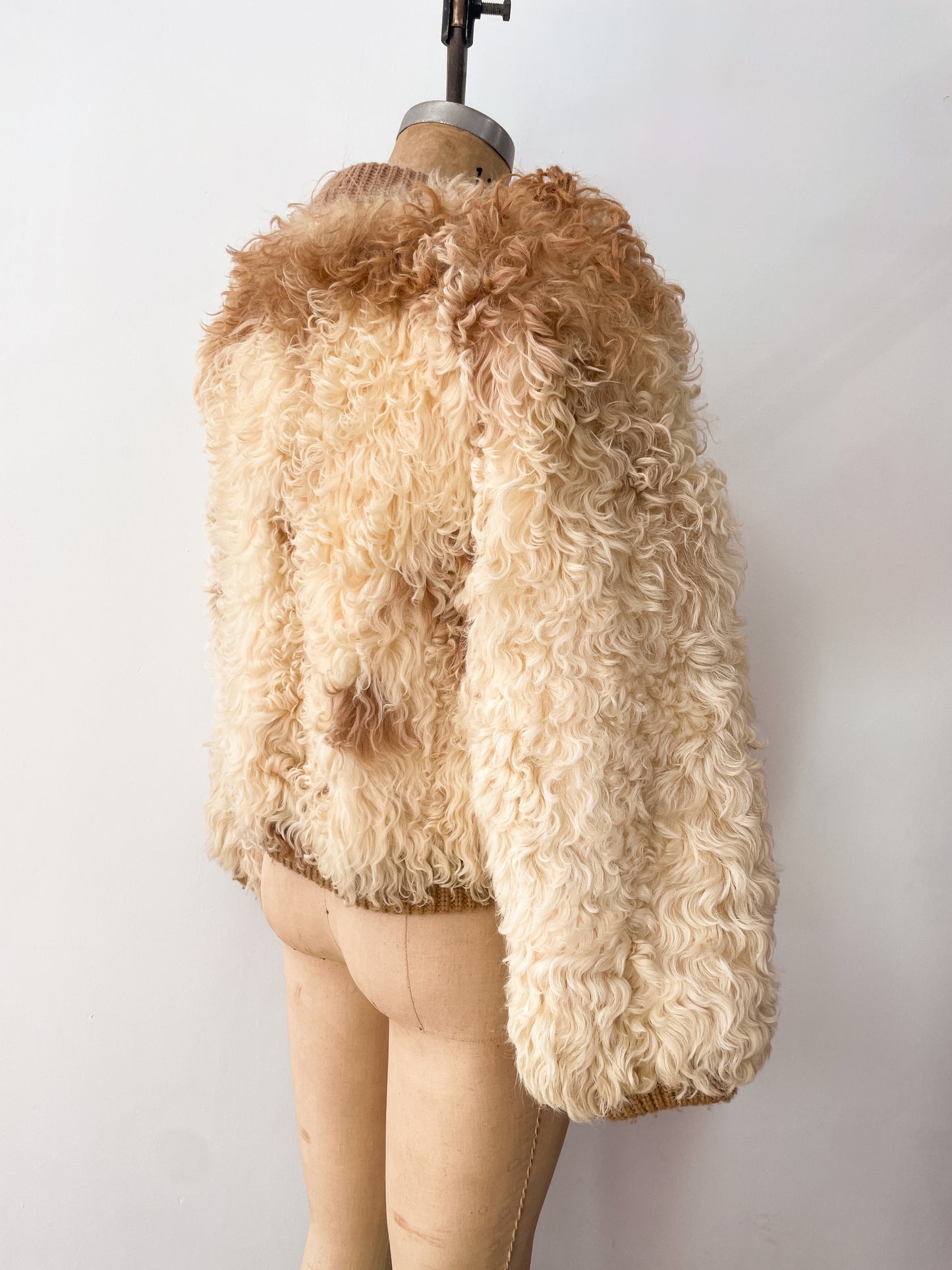 1970s Vintage Curly Mongolian Lamb Short Jacket by Jacobson's
