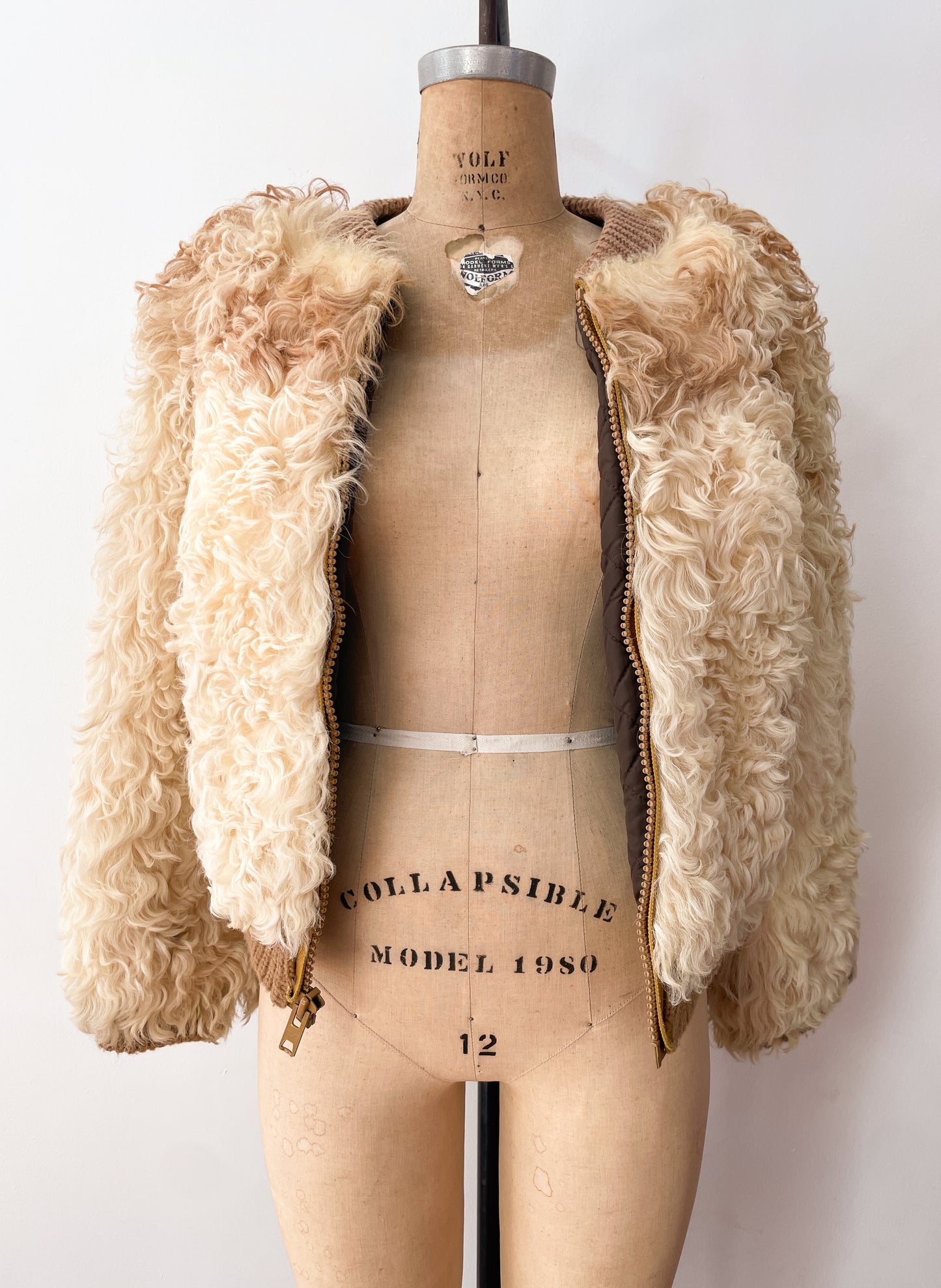 1970s Vintage Curly Mongolian Lamb Short Jacket by Jacobson's