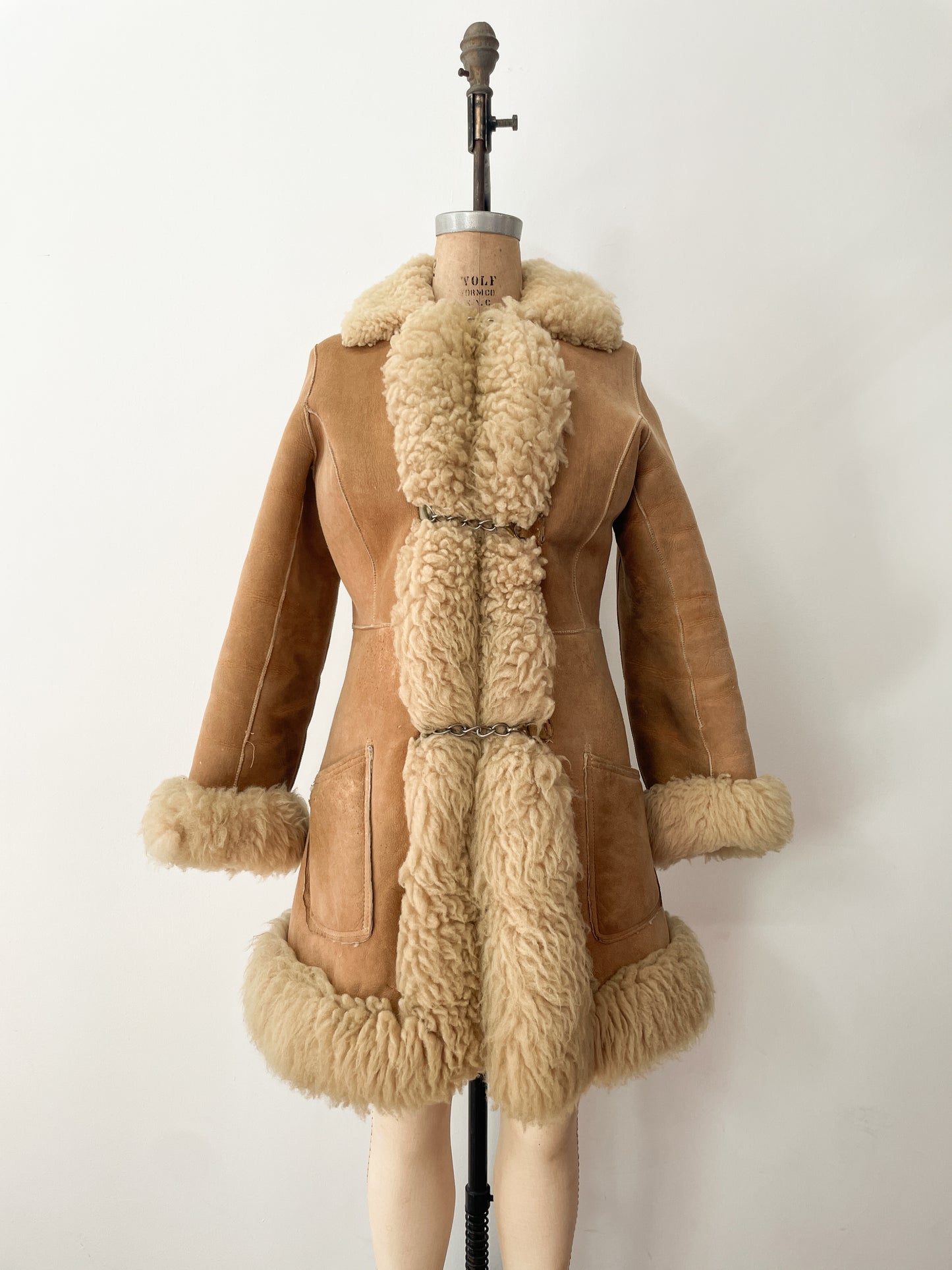 1970s Vintage Stunning Shearling Penny Lane Suede Leather Coat