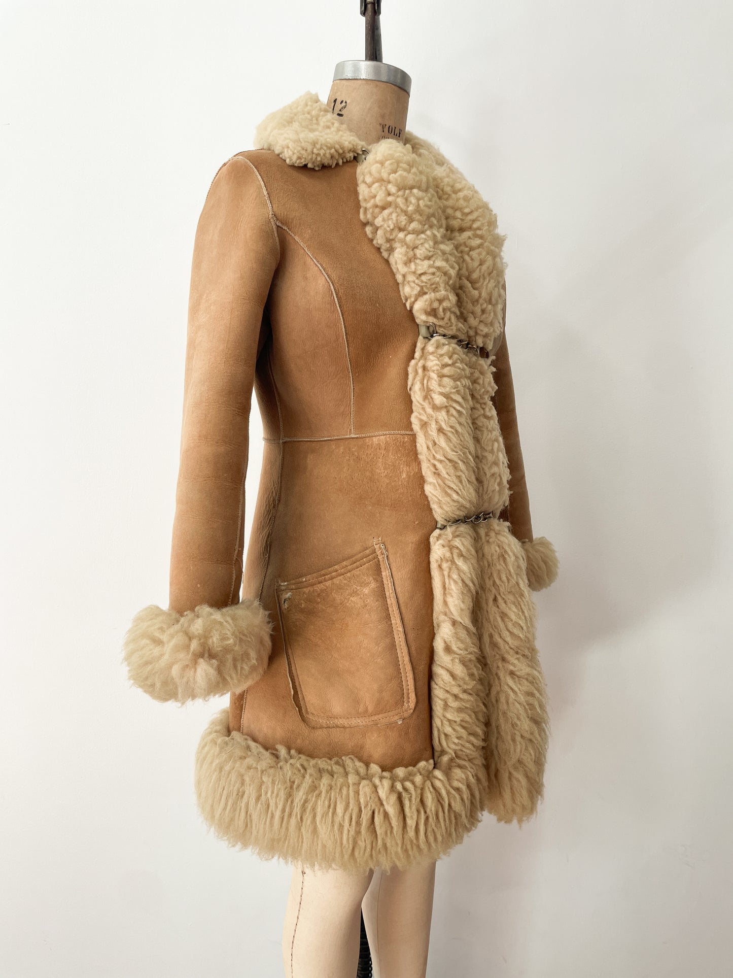 1970s Vintage Stunning Shearling Penny Lane Suede Leather Coat