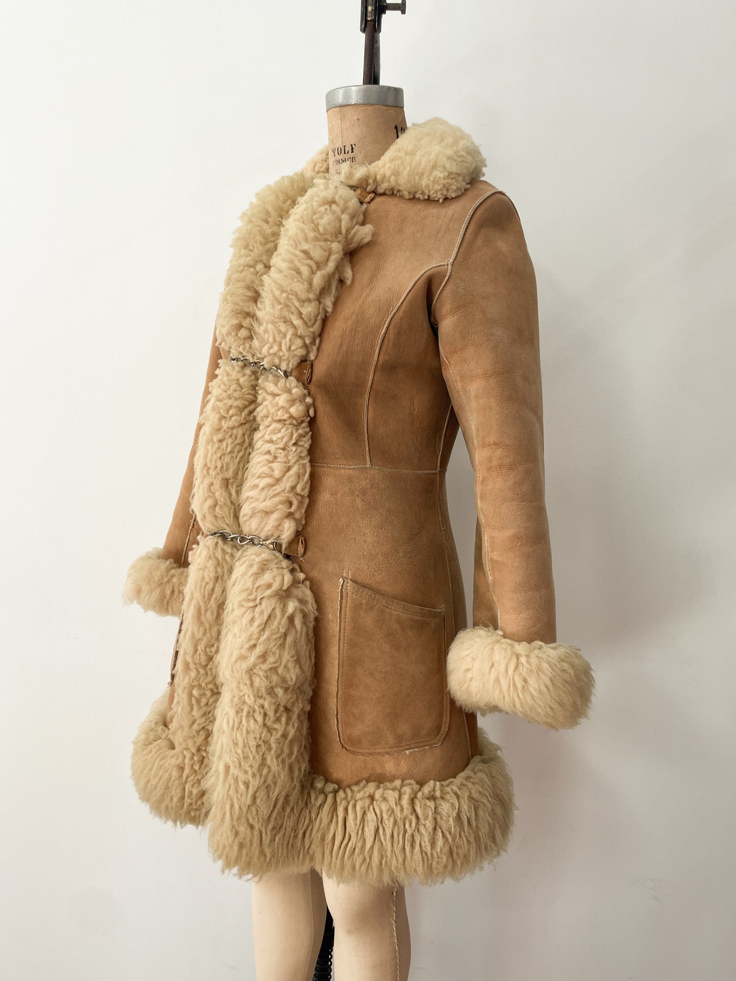 1970s Vintage Stunning Shearling Penny Lane Suede Leather Coat