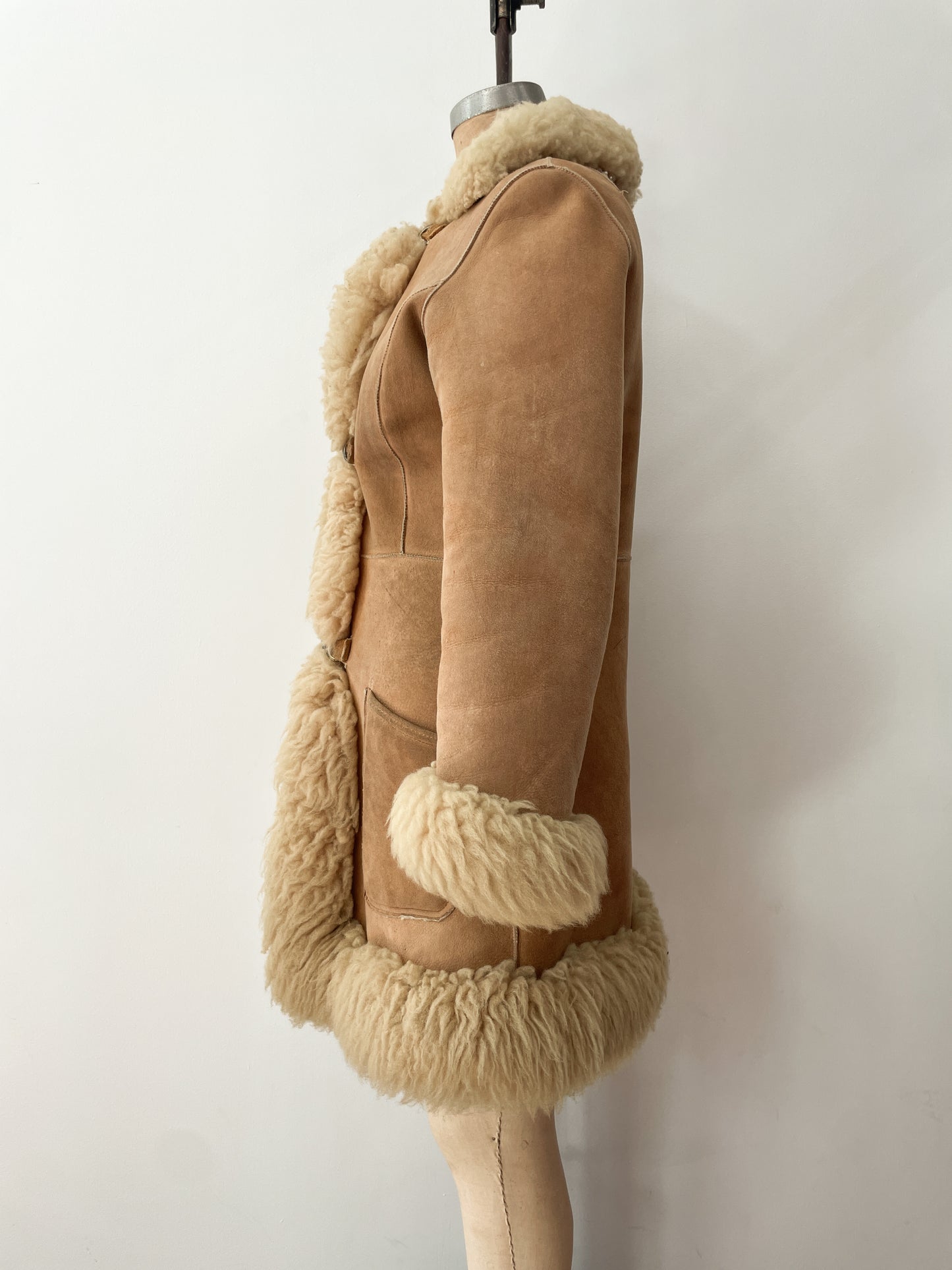 1970s Vintage Stunning Shearling Penny Lane Suede Leather Coat