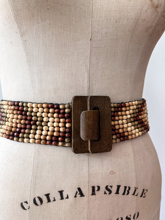 1990s Vintage Chunky Wooden Beaded Belt