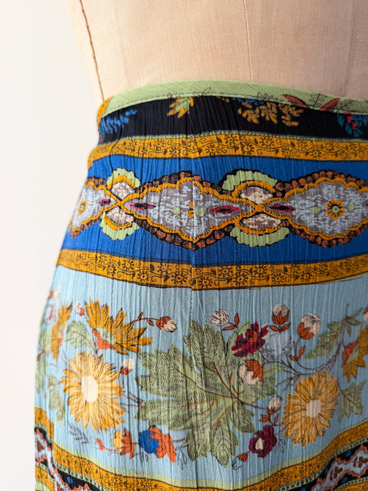 1990s Vintage Floral Tapestry Earth Tones Mini Skirt by Carol Little