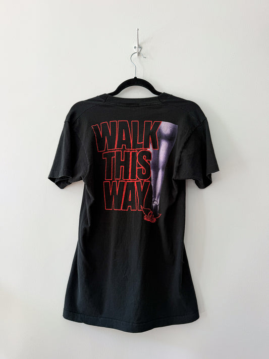 1988 Vintage Aerosmith Walk This Way Logo Concert Tour T-Shirt 1980s