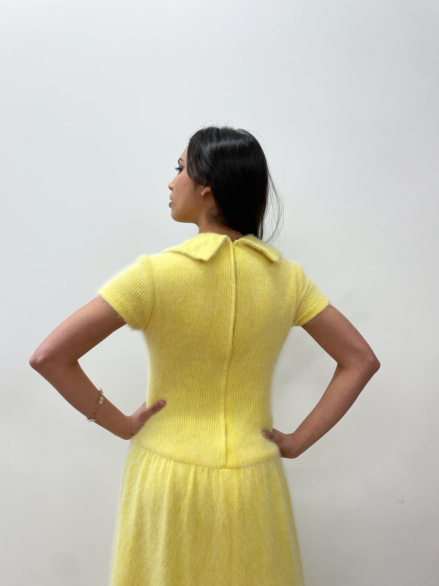 1960s Vintage R.S.V.P. for Neiman Marcus Butter Yellow Angora Fur Maxi Dress