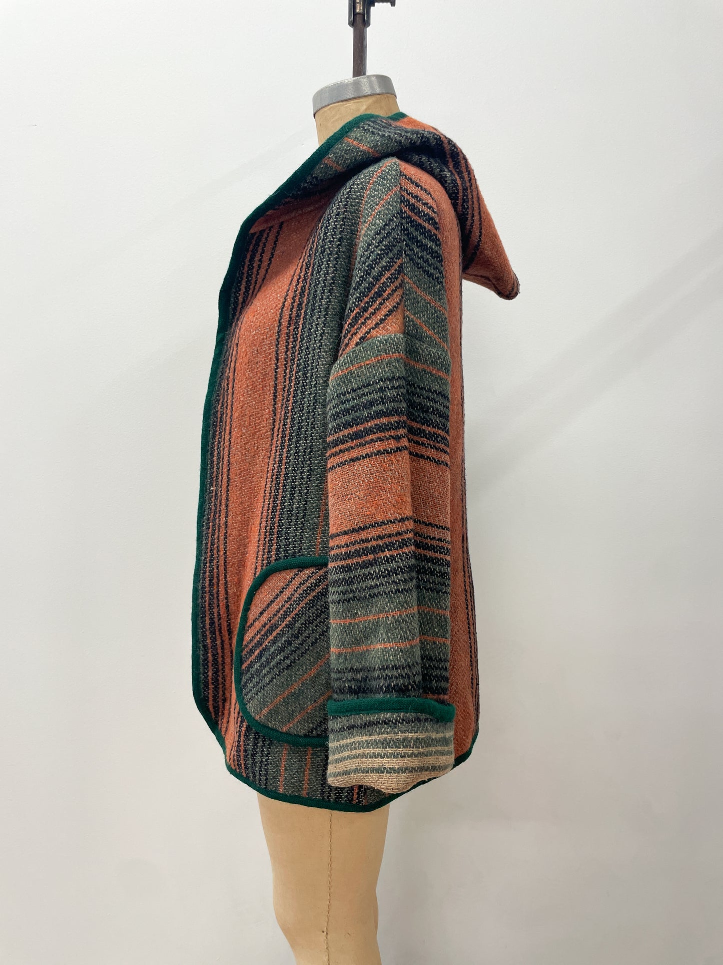 1970s Vintage Striped Woven Light Jacket with Hood