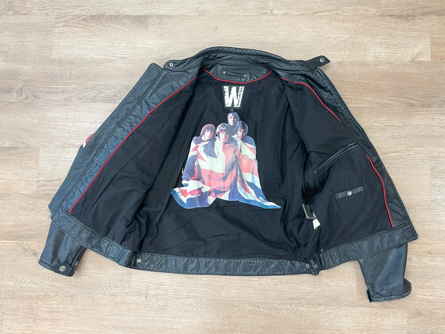 2000s Y2K Wilson's Leather Rocks The Who Leather Motorcycle Cafe Racer Biker Jacket