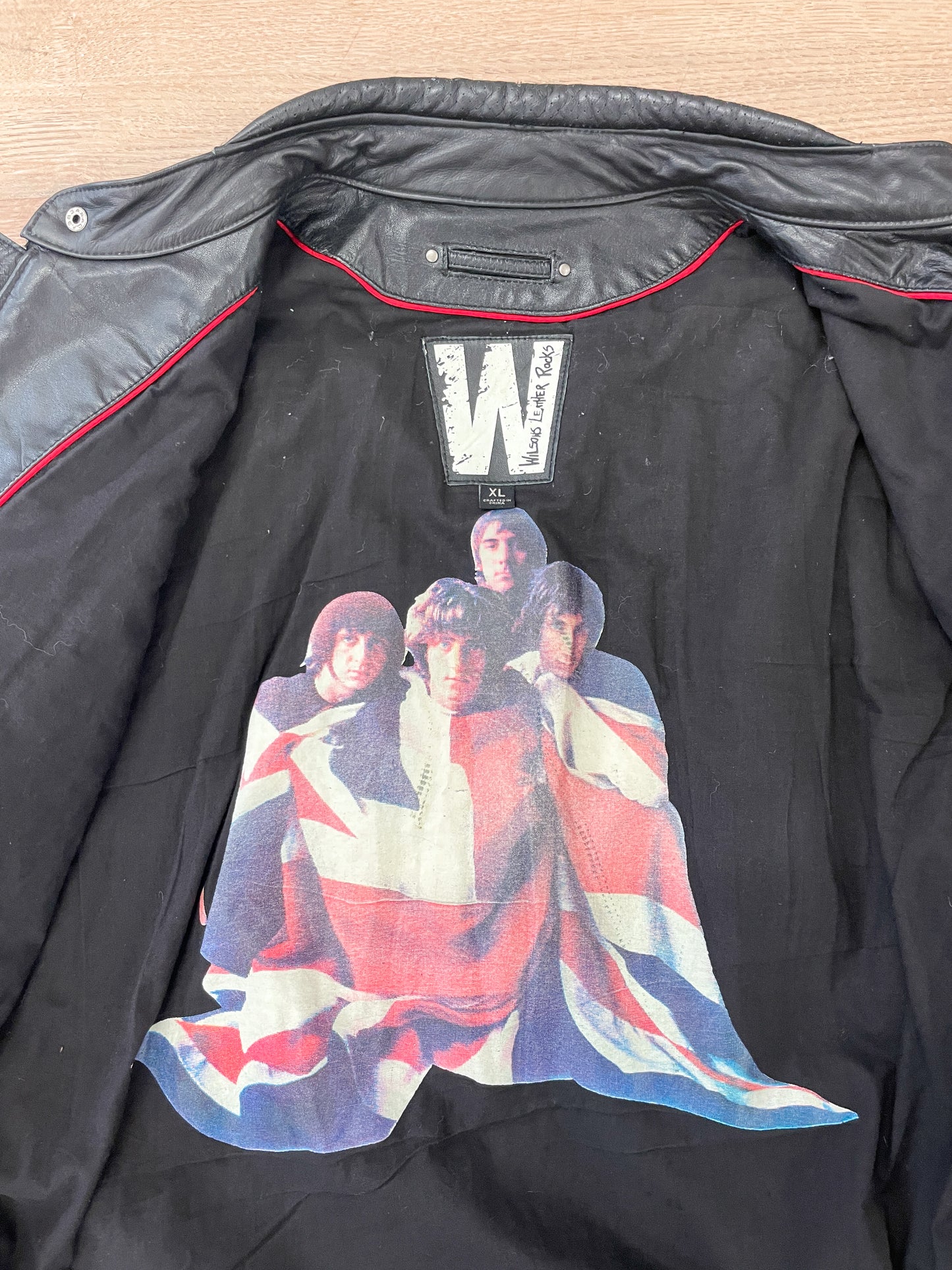 2000s Y2K Wilson's Leather Rocks The Who Leather Motorcycle Cafe Racer Biker Jacket