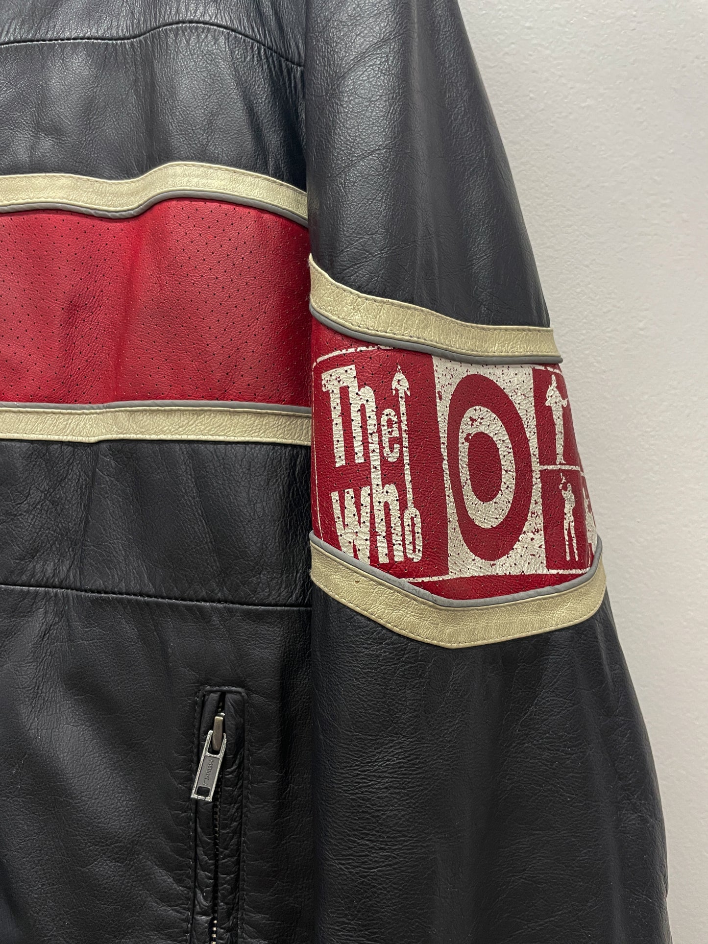 2000s Y2K Wilson's Leather Rocks The Who Leather Motorcycle Cafe Racer Biker Jacket
