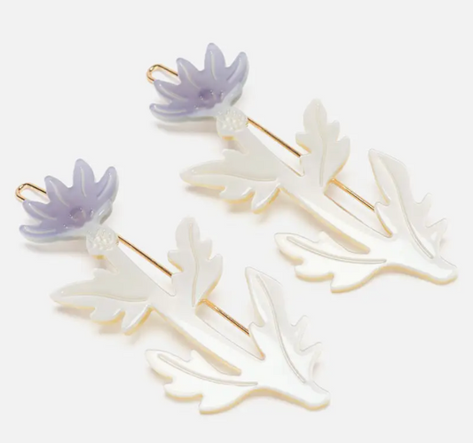 Thistle Purple Flower Acetate Hair Clip Barrette Set by Winona Irene