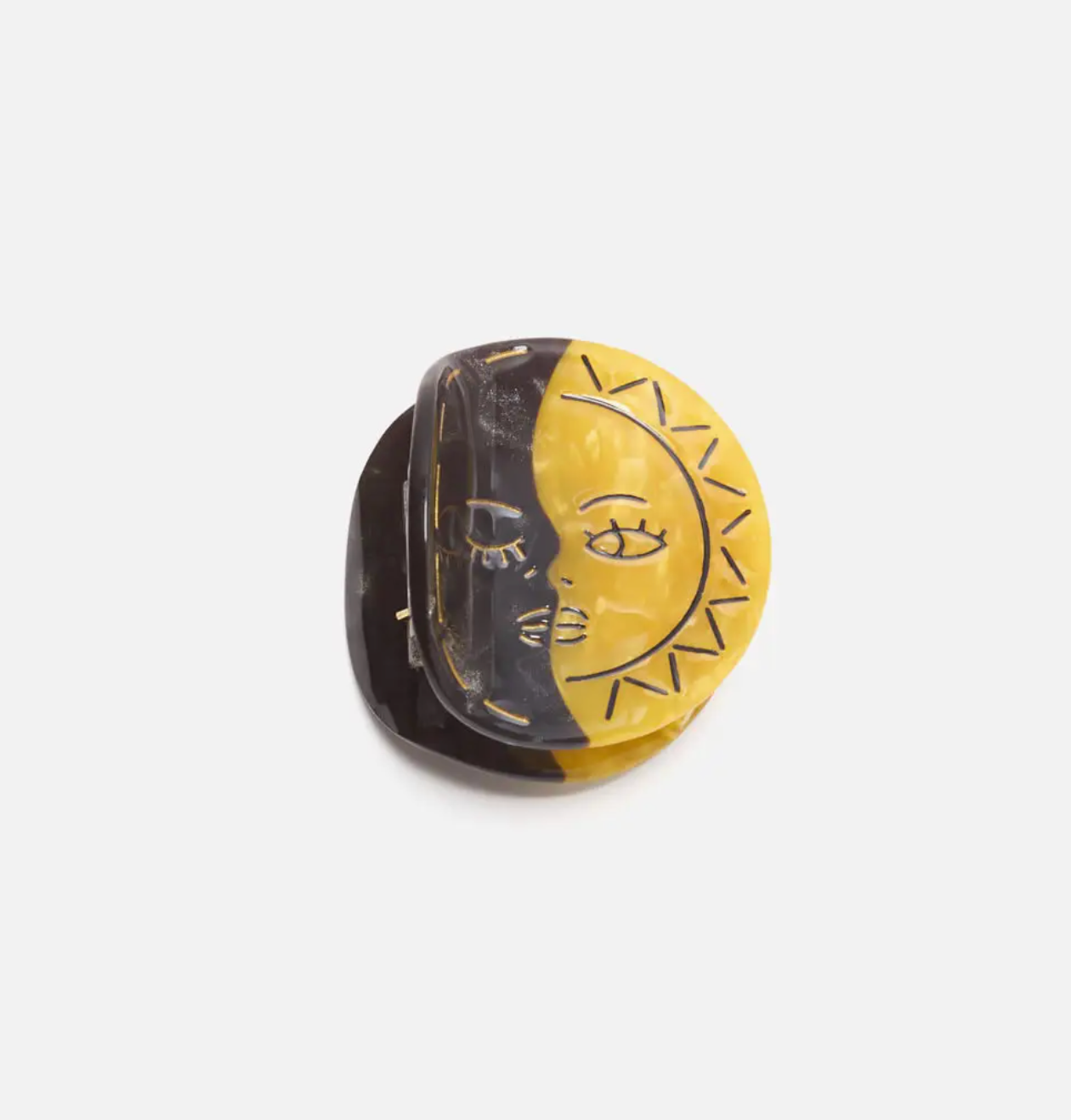 Eclipse Black Gold Sun Moon Face Acetate Hair Claw Clip by Winona Irene