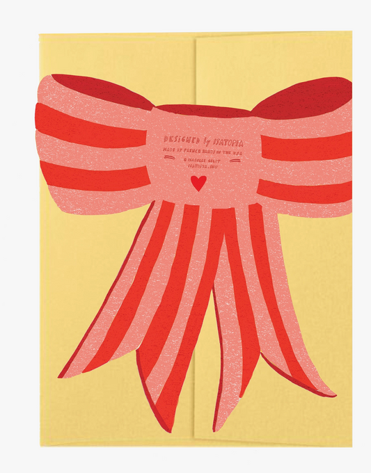 Pink Stripy Bow Die Cut Card | Isatopia