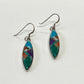 1990s Vintage Sterling Silver Stone Inlay Earrings