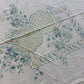 1940s - 1950s Vintage Indian Cotton Hand Block Printed Uncut Fabric Yardage - Cream / Robin's Egg Blue / Abstract Basket Florals - 80” x 96" (#9)