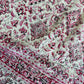 1970s Vintage Indian Cotton Hand Block Printed Uncut Fabric Yardage - Pink / Red -   64" x 98" (#4)