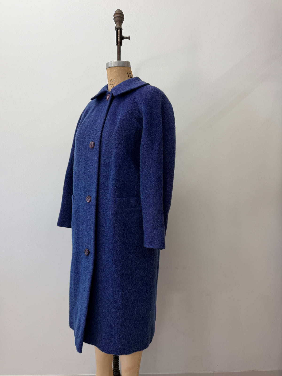 1950s Vintage Purple and Teal Wool Dress Swing Coat
