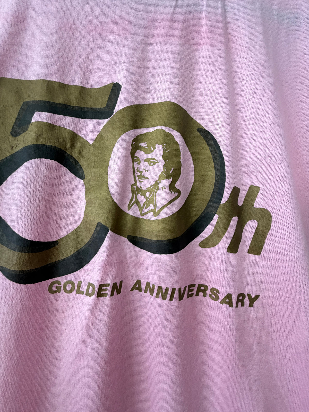 1984 Vintage Pink Elvis Presley Golden Anniversary Thin Tee
