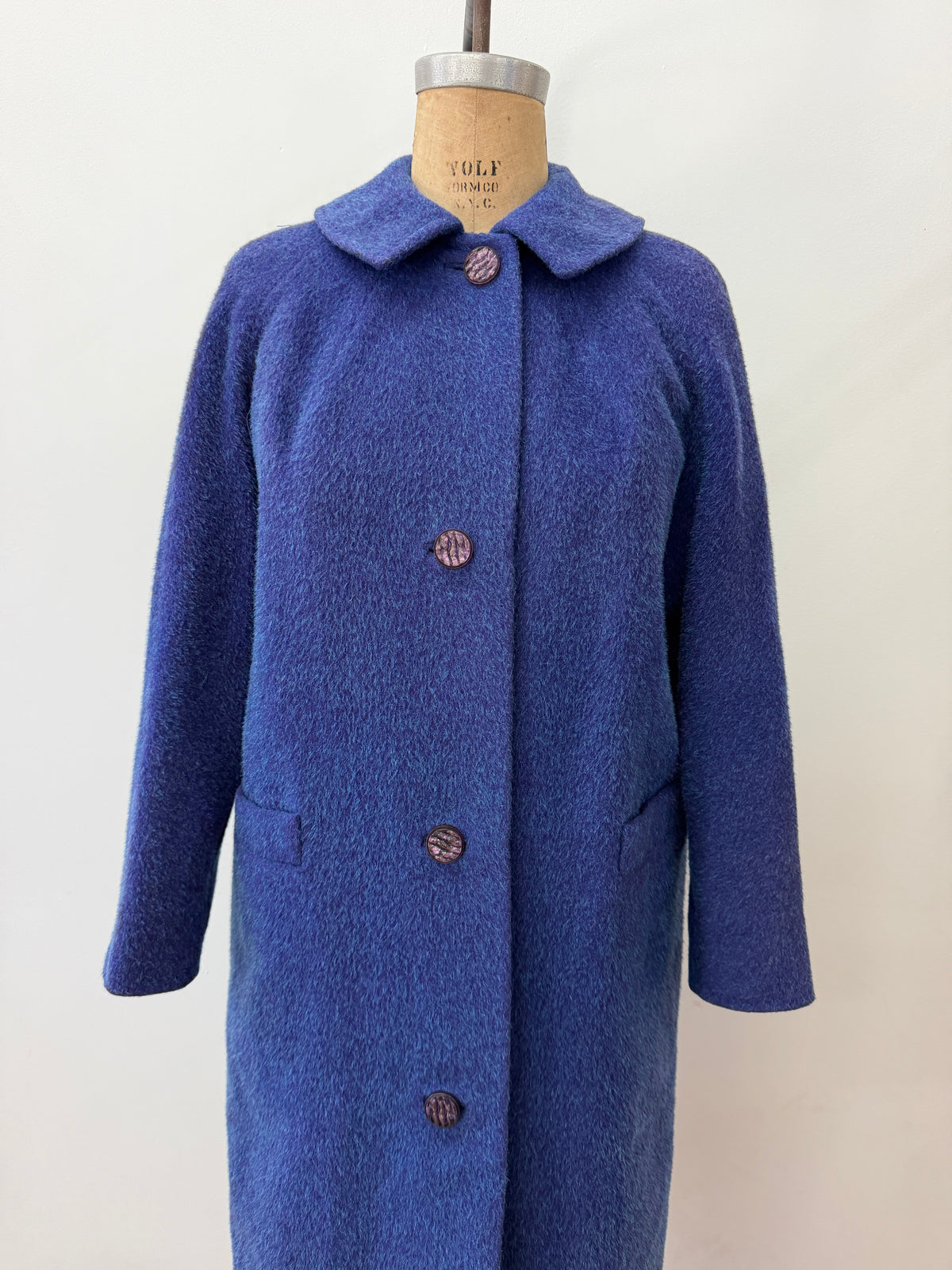 1950s Vintage Purple and Teal Wool Dress Swing Coat