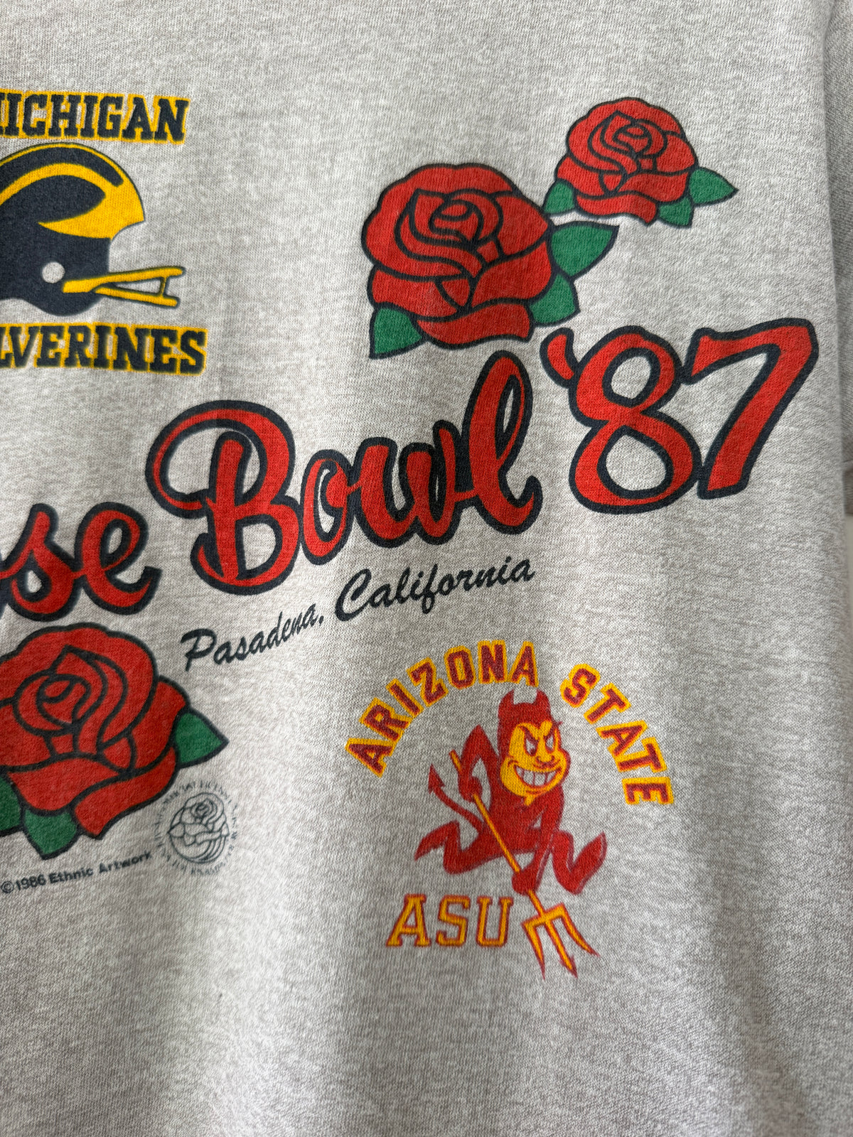 1987 Vintage University of Michigan Rose Bowl T-shirt U of M vs ASU 1980s