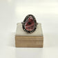 1980s Vintage Sterling and Agate Southwest Ring - Size 13