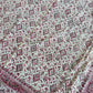 1970s Vintage Indian Cotton Hand Block Printed Uncut Fabric Yardage - Pink / Red -   64" x 98" (#4)