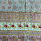 1970s Vintage Indian Cotton Hand Block Printed Uncut Fabric Yardage - Teal / Burgundy / Paisley / People / Horses Motifs -96" x 80" (#13)