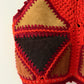 1970s Vintage Red and Orange Knitted Suede  Patchwork Vest