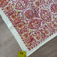 1970s Vintage Indian Cotton Hand Block Printed Uncut Fabric Yardage - Red / Pink / Yellow Lotus Flower - 64" x 100" (#2)