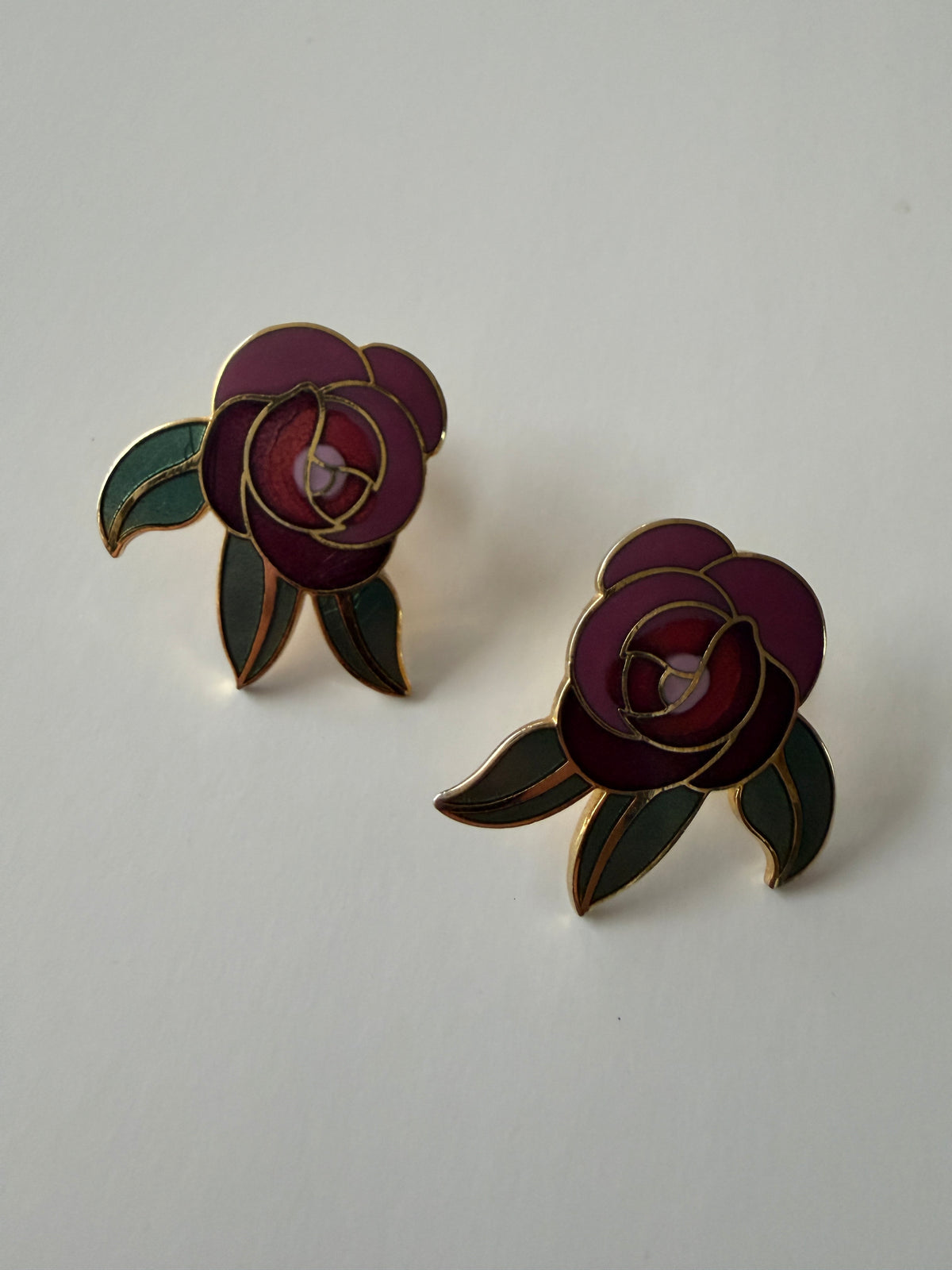 1990s Vintage Laurel Birch "Deco Rose" Clip On earrings