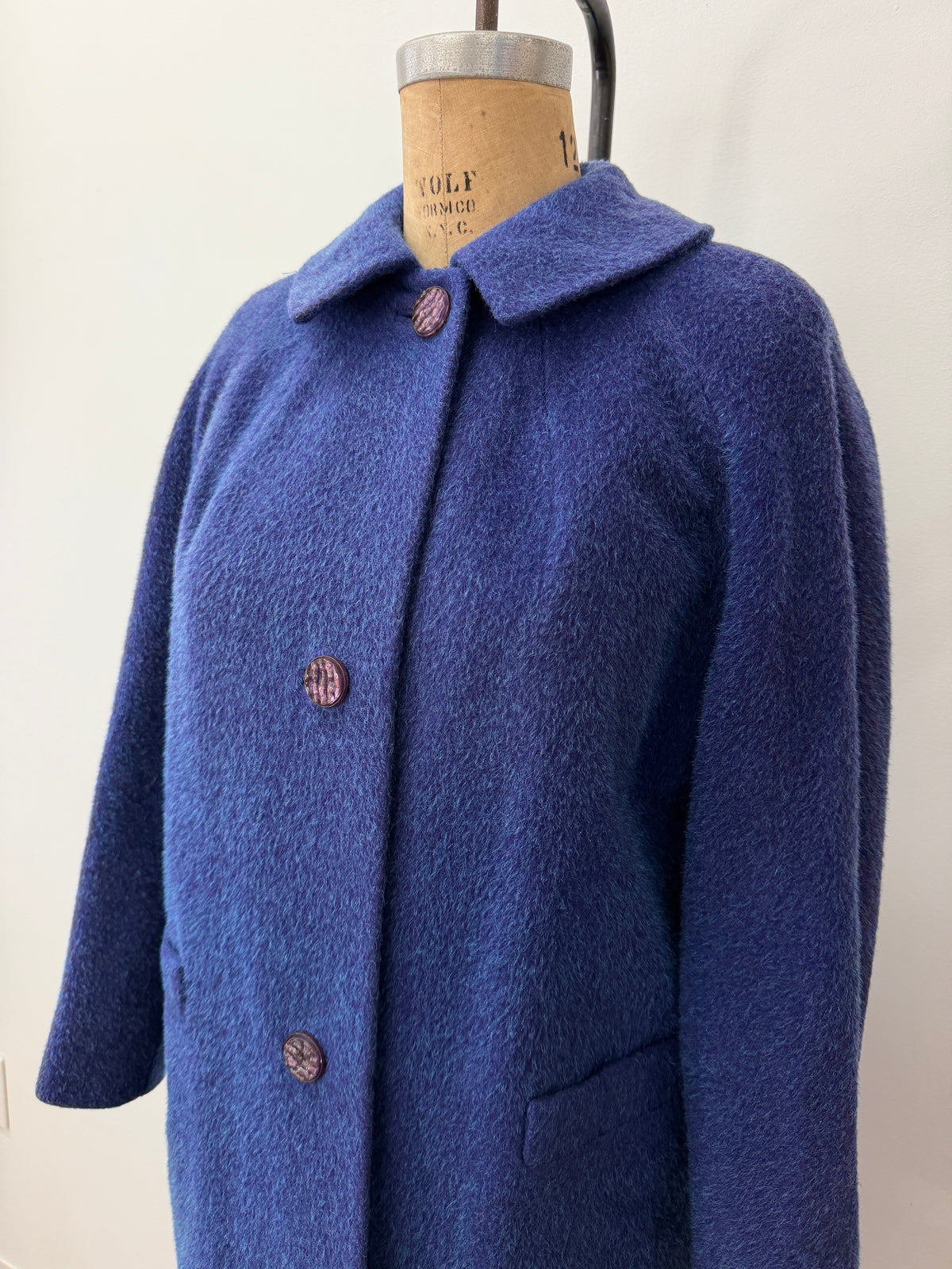 1950s Vintage Purple and Teal Wool Dress Swing Coat