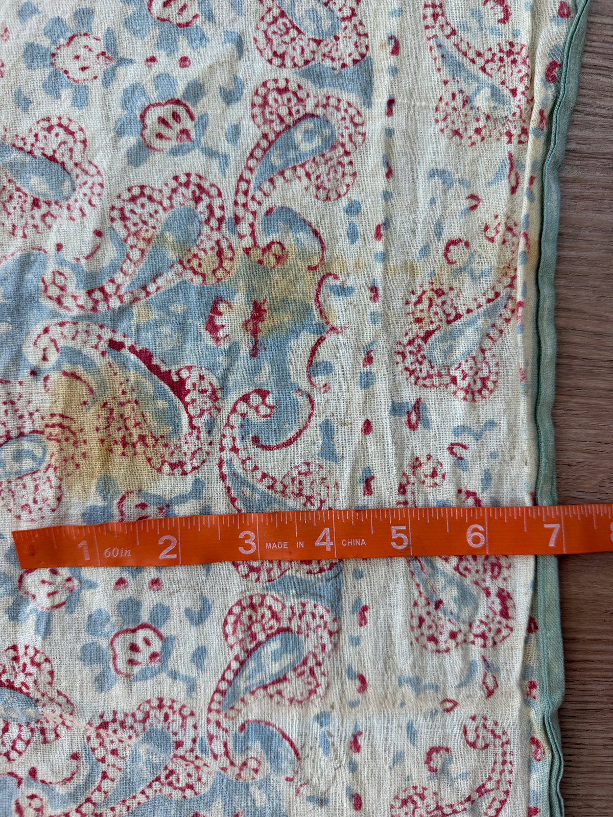 1970s Vintage Indian Cotton Hand Block Printed Uncut Fabric Yardage - 100" x 66" (#11)