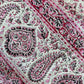 1970s Vintage Indian Cotton Hand Block Printed Uncut Fabric Yardage - Pink / Red -   64" x 98" (#4)
