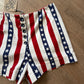 1970s Vintage Hand Sewn American Flag Stars & Stripes High Rise Cotton Shorts