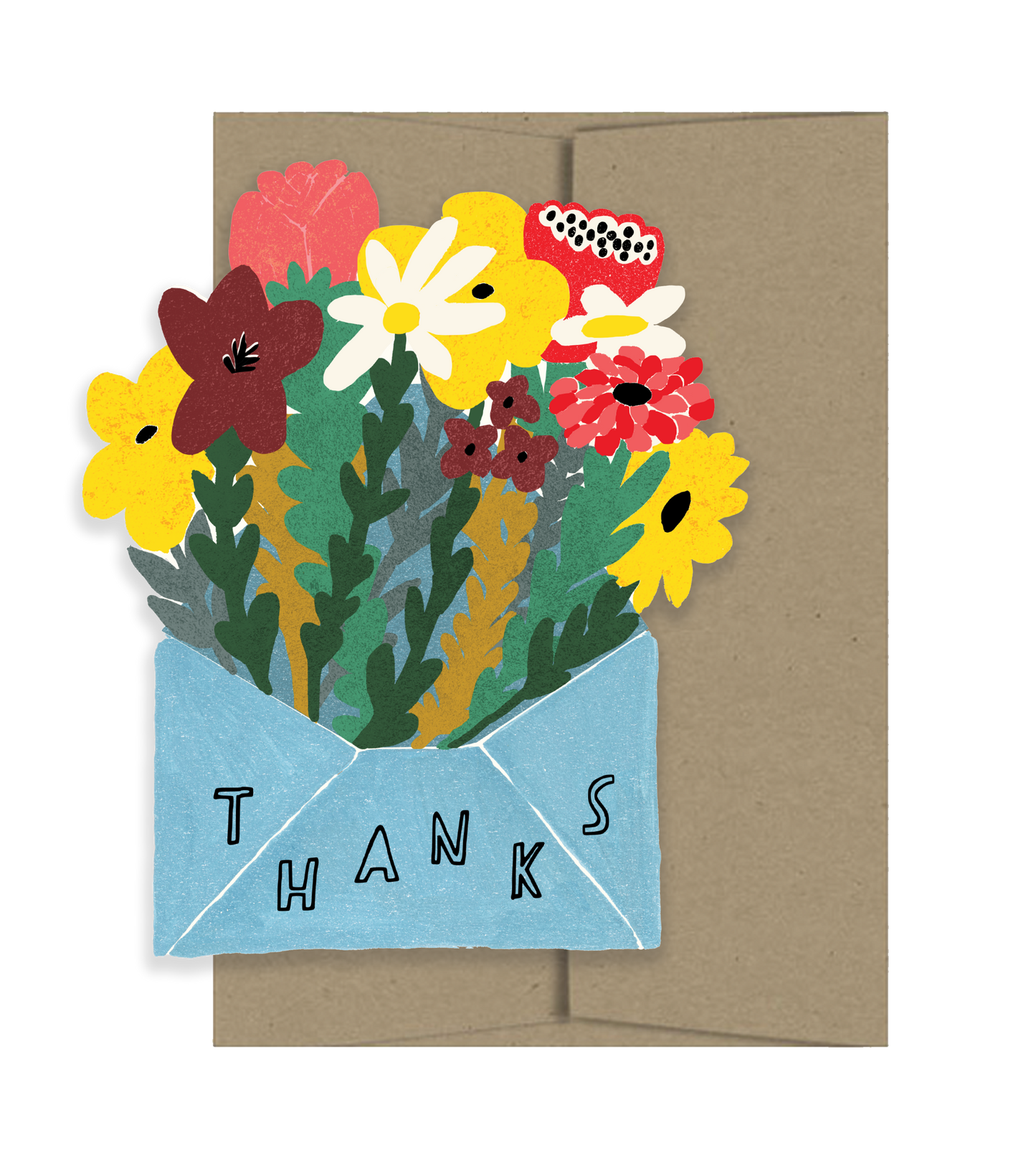 Thank You with Flowers Die Cut Card | Isatopia