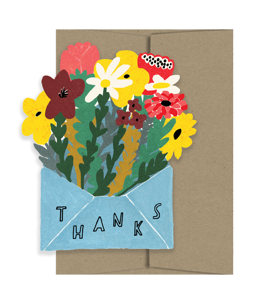 Thank You with Flowers Die Cut Card | Isatopia