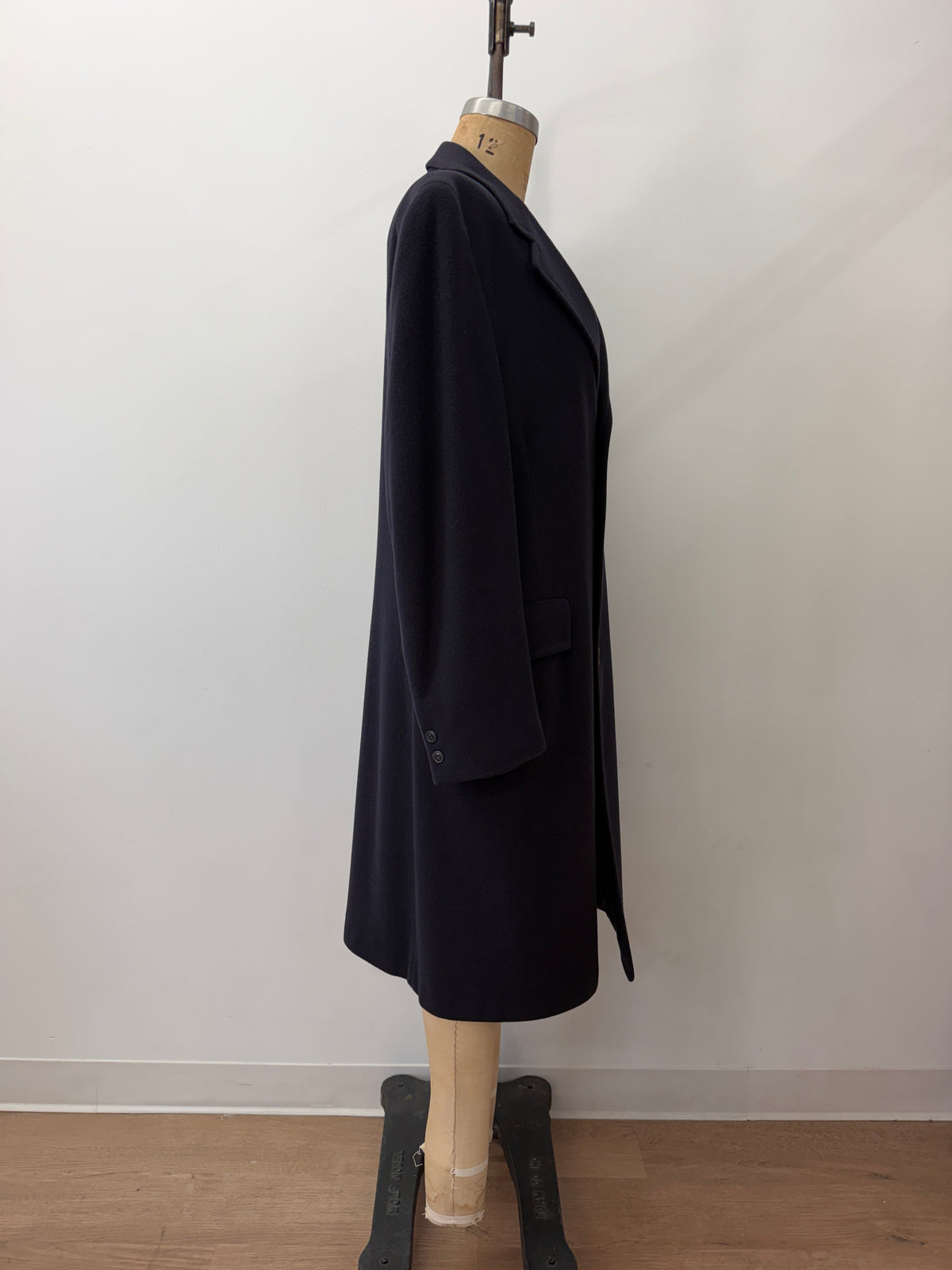 1960s Vintage Pure 100% Mongolian Cashmere Navy Blue Dress Coat
