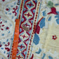 1970s Vintage Indian Cotton Hand Block Printed Uncut Fabric Yardage - Red / Cream / Blue / Green Large Blooms - 66" x 98" (#6)