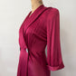 1940s Vintage Satin Plum Robe with Shell Buttons Old Hollywood Style