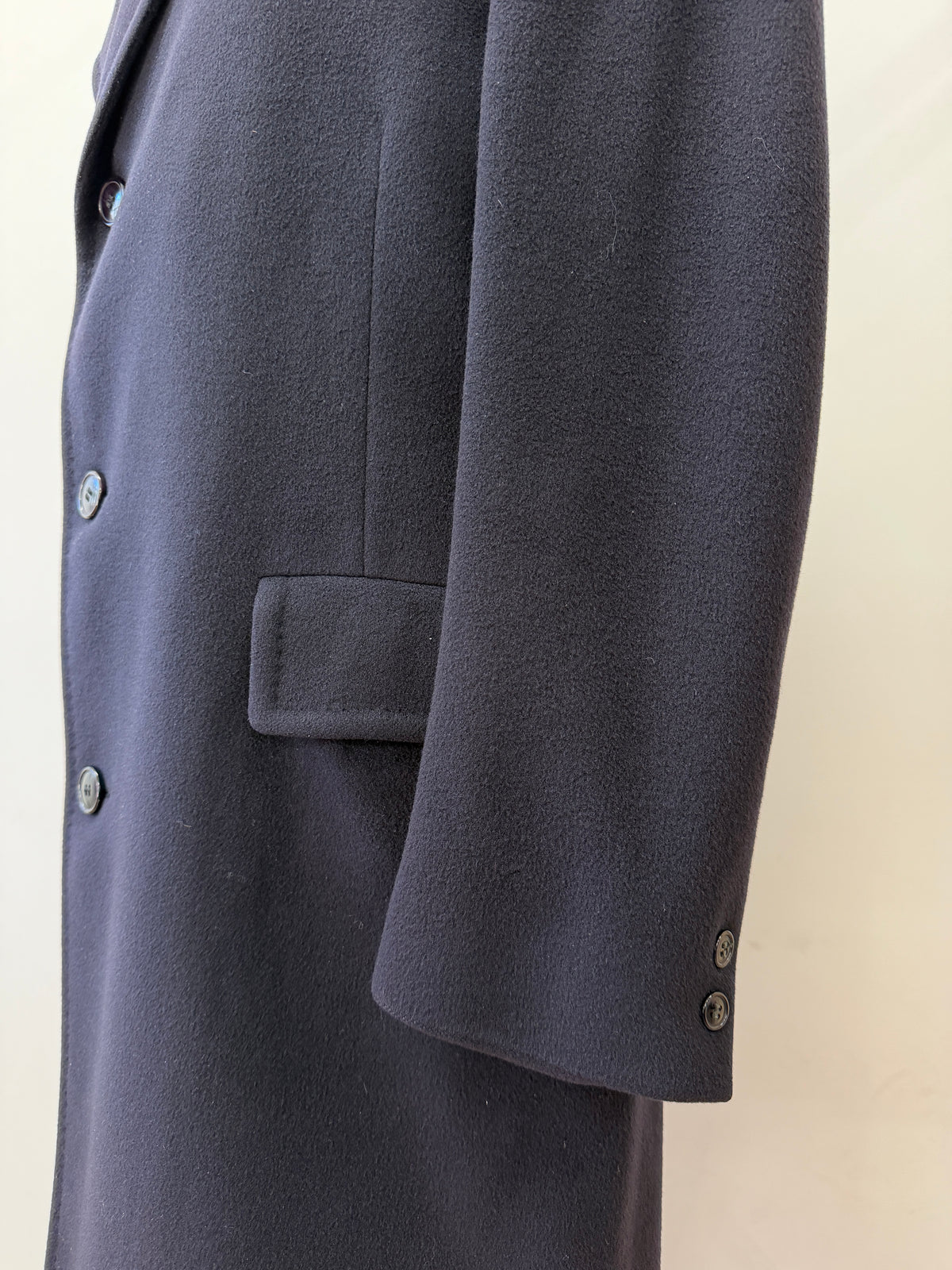 1960s Vintage Pure 100% Mongolian Cashmere Navy Blue Dress Coat