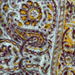 1970s Vintage Indian Cotton Hand Block Printed Uncut Fabric Yardage - Burgundy / Yellow / Paisley- 82" x 100" (#3)