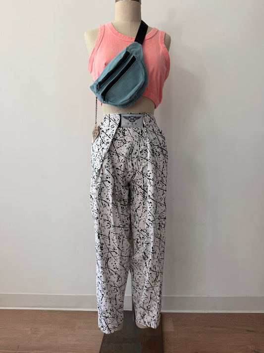 1990's Vintage Splatter Paint Velcro Roundhouse Pants