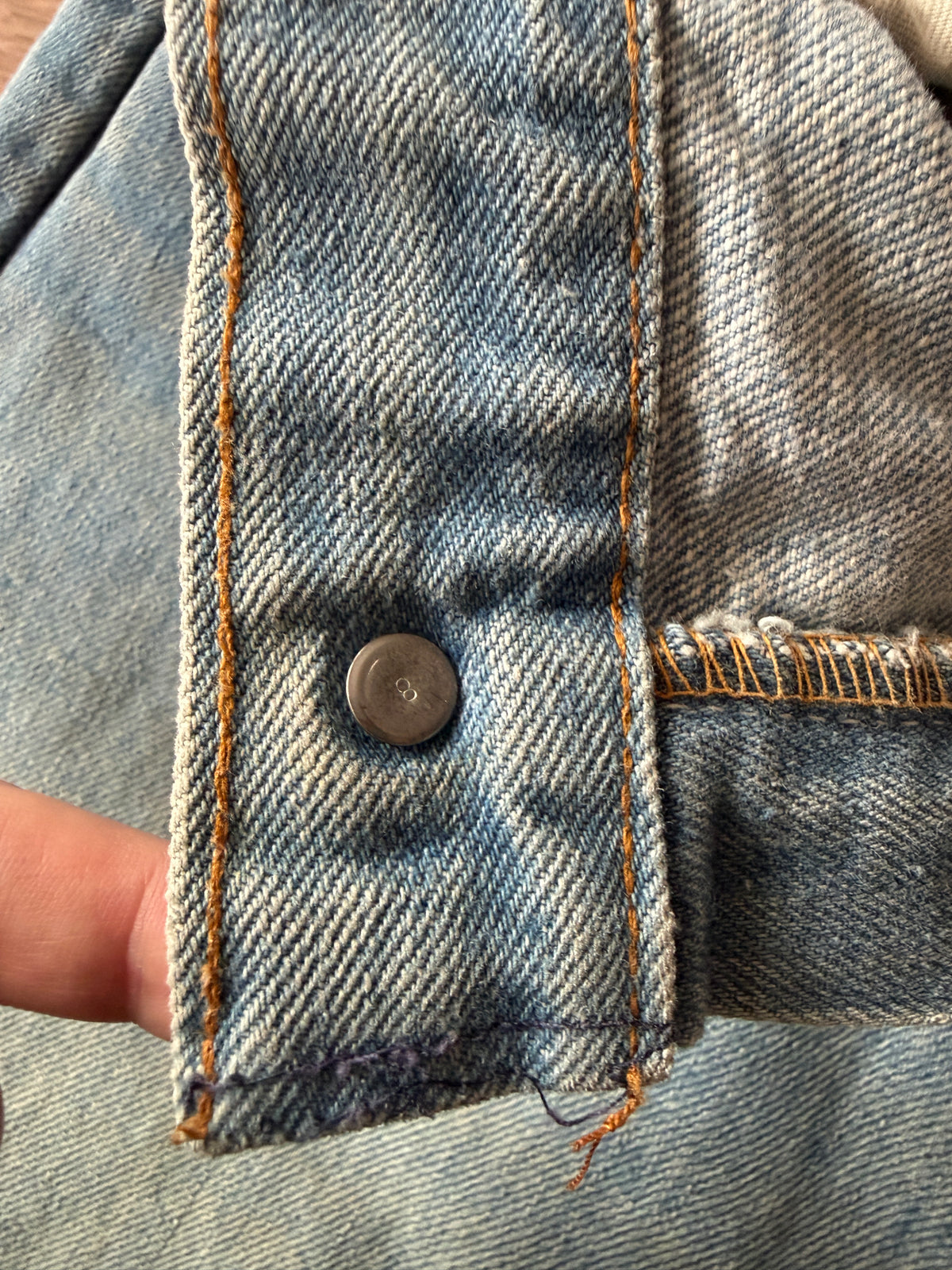 1970s Vintage Orange Tab Light Wash Levi's Jeans - 34" x 34"