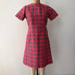 1960s Vintage Bold Pink Gray Windowpane Check A-line Mod Dress